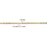 Two tone chain with measurements on a white background