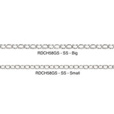 Two diamond-cut sterling silver chains labeled 'Big' and 'Small' on a white background