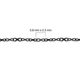 Sterling silver titanium plated chain with measurement details on a white background