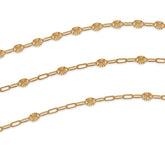 gold filled diamond cut chains on a white background