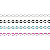 Sterling silver enamel chains on a white background