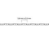 Silver mariner chain with measurement details on a white background