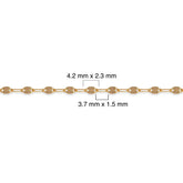 14/20 gold-filled chain with measurements on a white background
