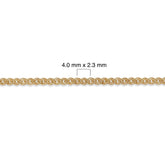 Gold-filled chain with dimensions labeled on a white background