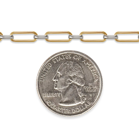 Gold-filled and silver chain with a quarter dollar coin on a white background