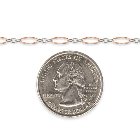 Mixed-metal, 14K rose gold-filled plus sterling silver on a white background