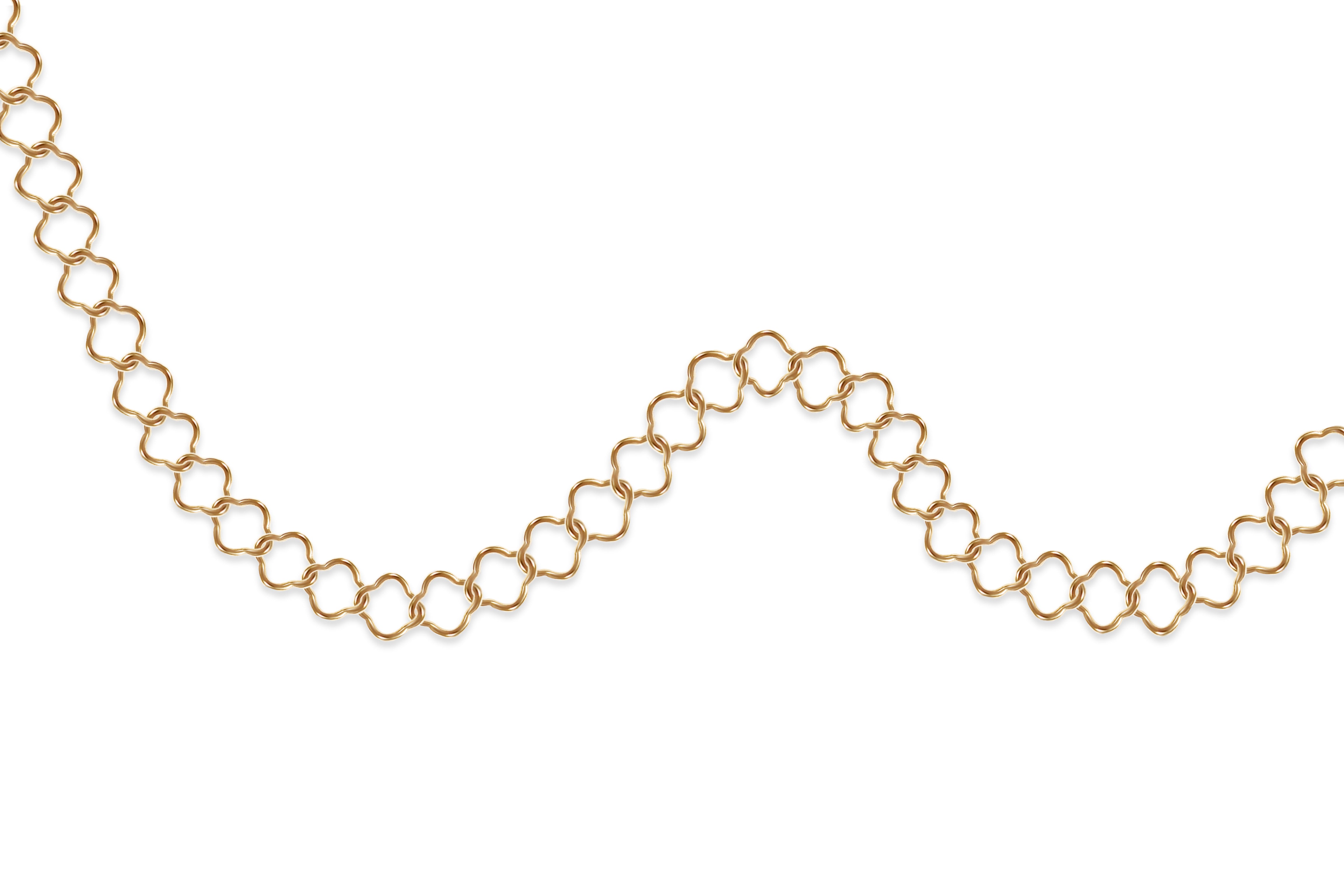 Gold filled clover chain on a white background