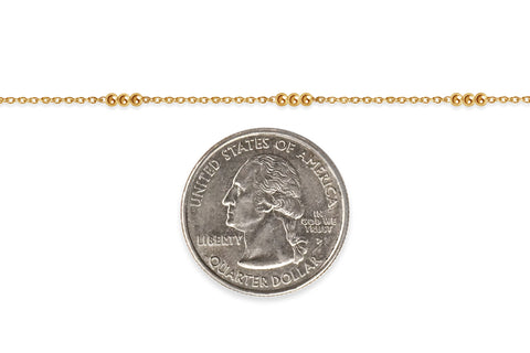 Gold-filled chain with a quarter dollar coin on a white background