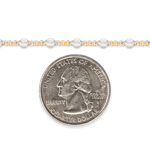 Two-tone gold-filled plus sterling silver chain next to a U.S. quarter dollar coin for scale