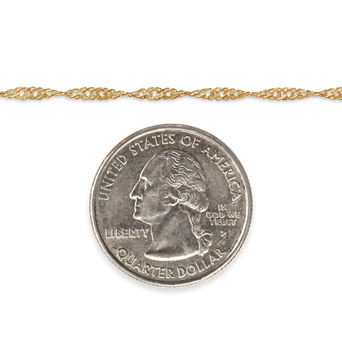 Gold filled singapore chain with a quarter dollar coin pendant on a white background