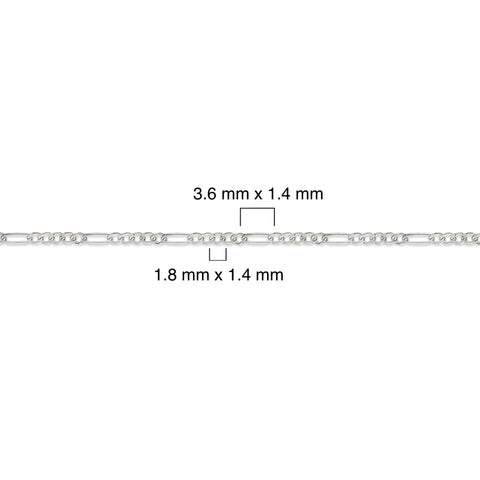Silver chain with dimensions labeled on a white background