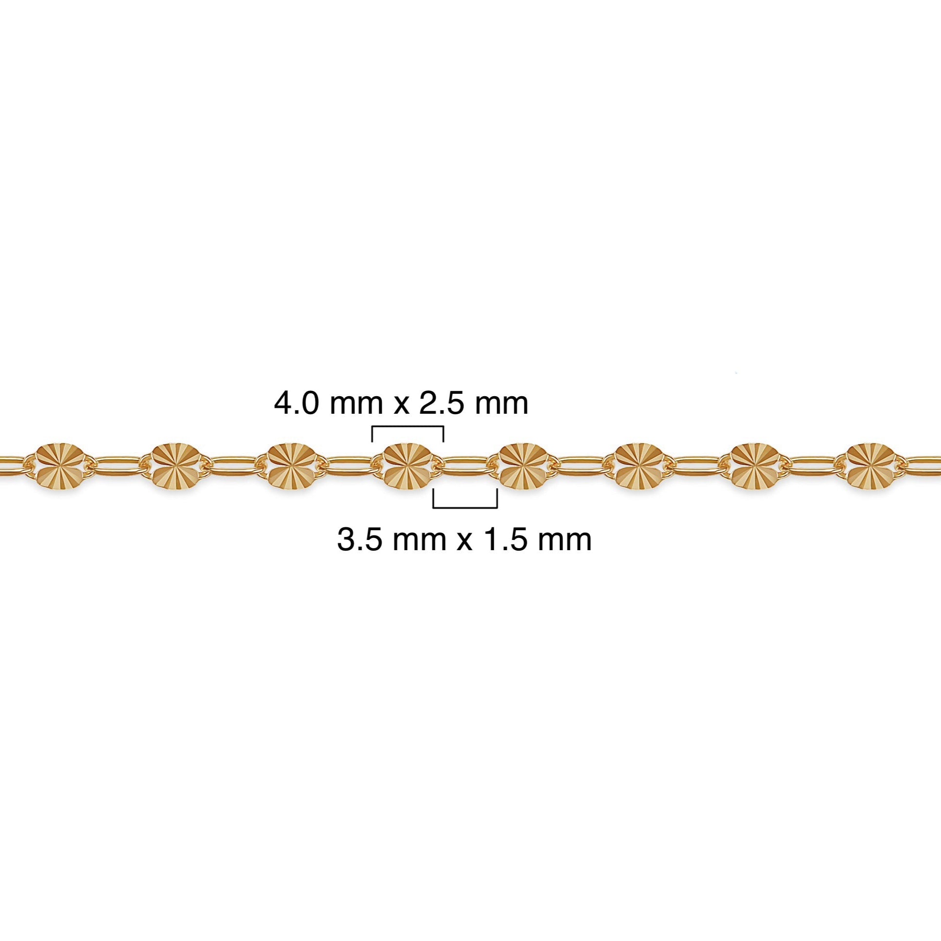gold filled chain with diamond cut on a white background