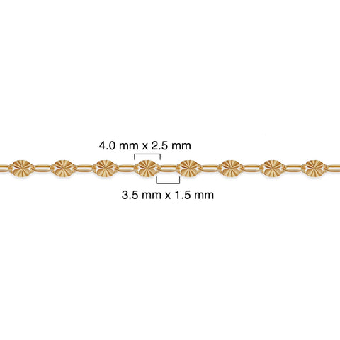 gold filled chain with diamond cut on a white background