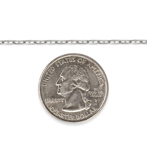 Silver mariner chain with a quarter dollar coin on a white background
